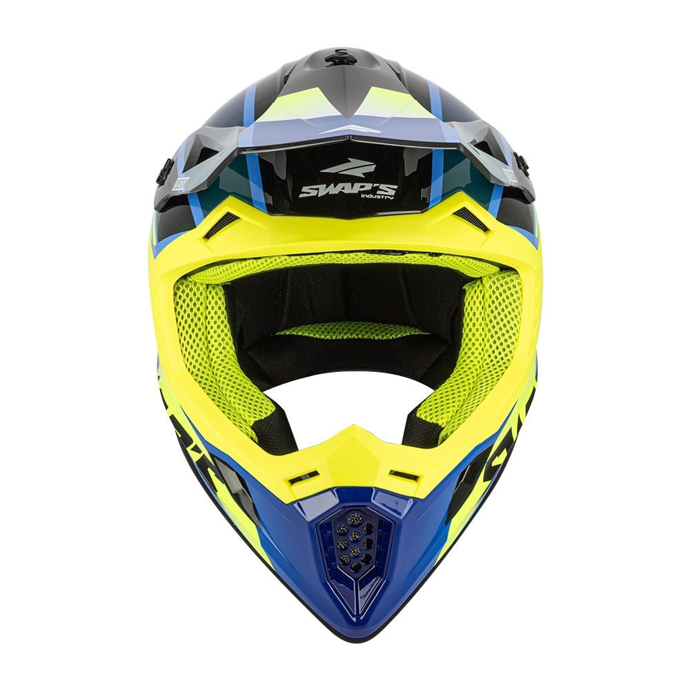 MOTOCROSS HELMET SWAPS S818 - SHINY FLUO YELLOW - SIZE S 55cm - 56cm