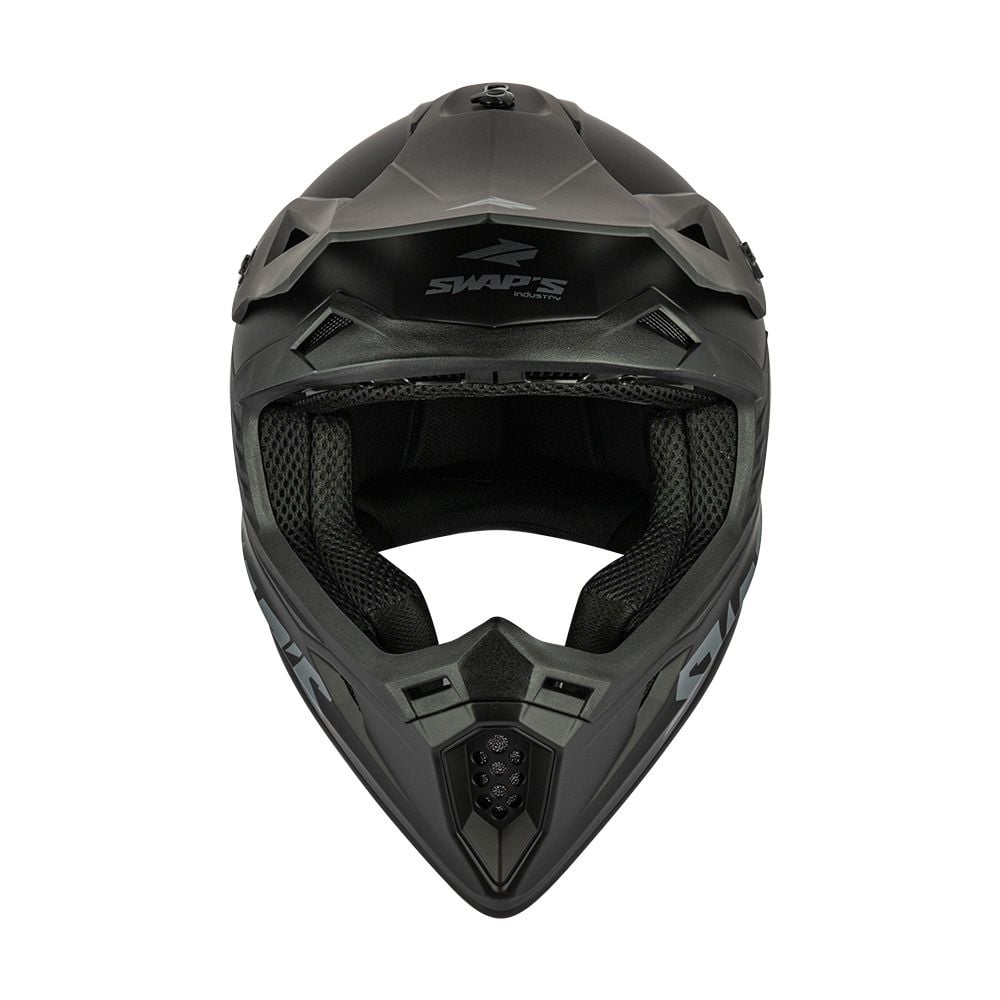 MOTOCROSS HELMET SWAPS S818 - MATT BLACK - SIZE XL 61cm - 62cm