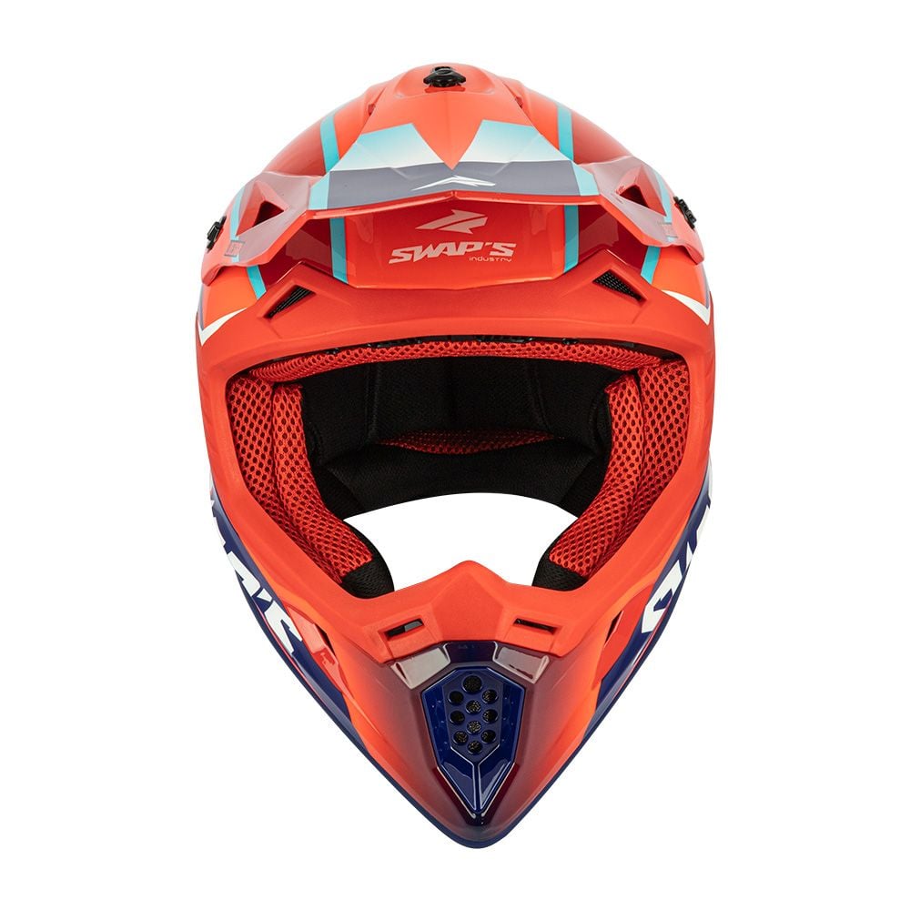 MOTOCROSS HELMET SWAPS S818 - SHINY RED BLUE WHITE - SIZE S 55cm - 56cm