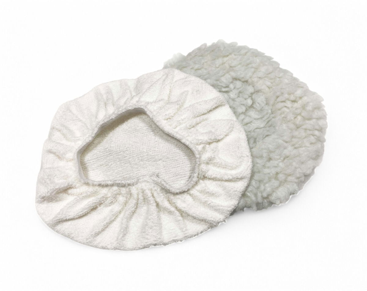 POLISHING BONNETS 2PC 240mm SIMULATED LAMBS WOOL AND TERRY CLOTH - TOOLZONE KDPAB008