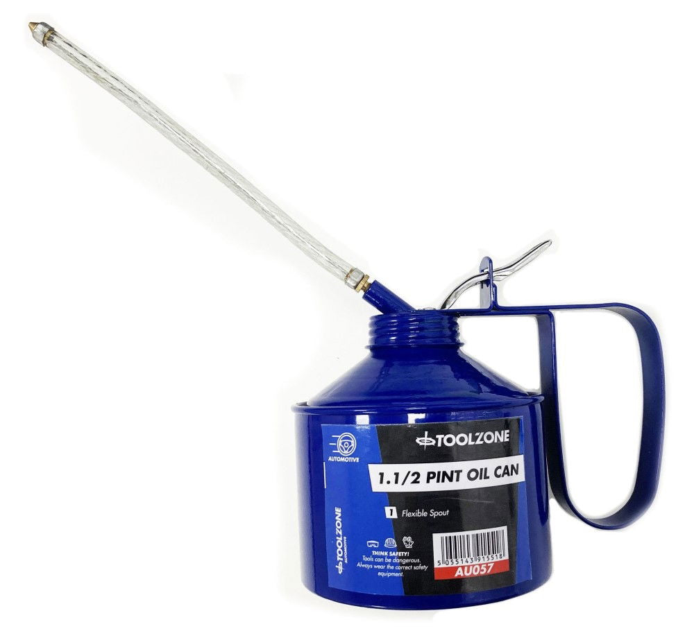 OIL CAN 1 1/2 PINT METAL WITH 105mm FLEXIBLE SPOUT - TOOLZONE KDPAU057