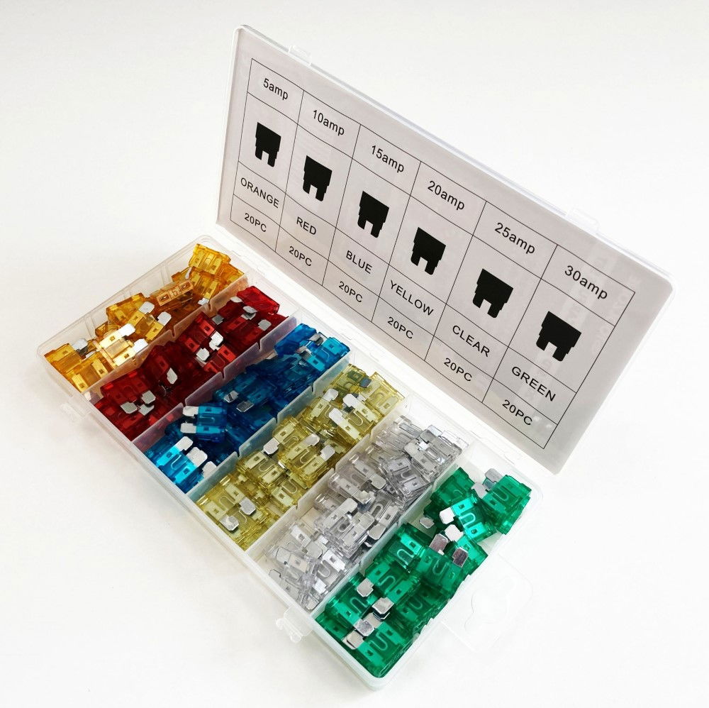 CAR FUSES STANDARD BLADE 120pc ASSORTED 5a-30a - TOOLZONE KDPAU296
