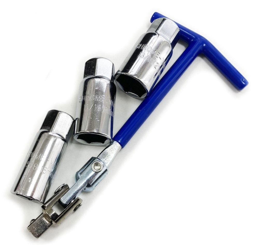 FLEX T HANDLE AND SPARK PLUG SOCKET SET 4pc 16mm 18mm 21mm - TOOLZONE KDPAU363