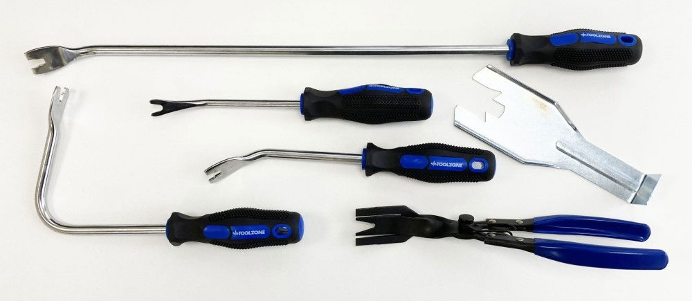 AUTO UPHOLSTERY TOOL SET 6pc WITH REMOVERS AND TRIM CLIP PLIER - TOOLZONE KDPAU380
