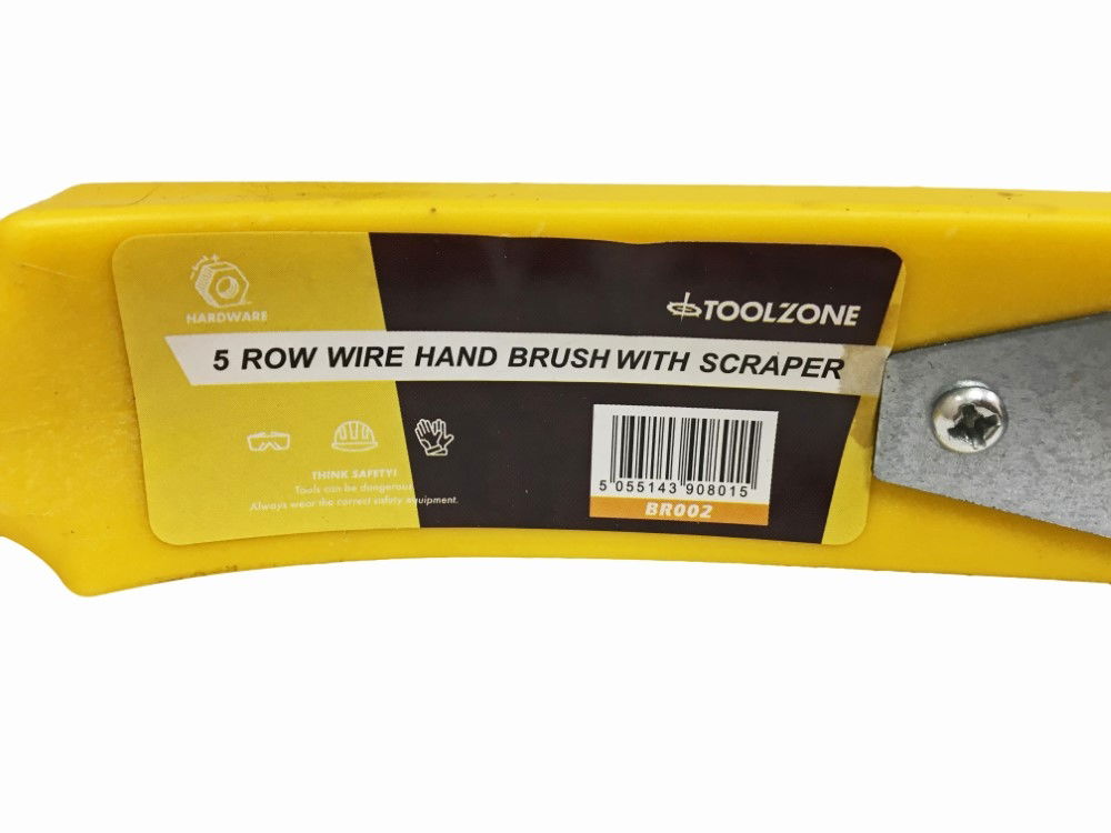WIRE BRUSH 5 ROW WITH SCRAPER PLASTIC HANDLE - TOOLZONE KDPBR002