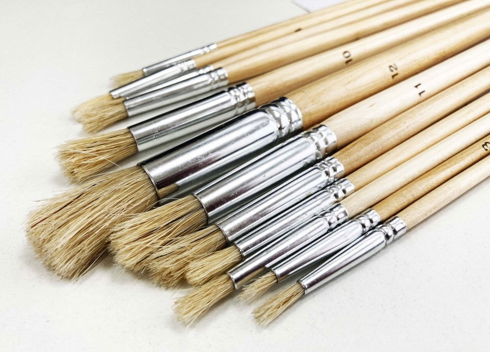 ARTIST BRUSHES 12PC JUMBO ROUND SIZES 1-12 WOOD HANDLE - TOOLZONE KDPBR016