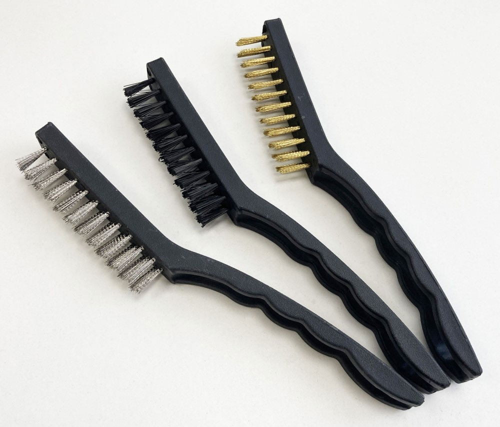 BRISTLE BRUSH SET 3PC 9 ASSORTED BRASS NYLON STEEL - TOOLZONE KDPBR050