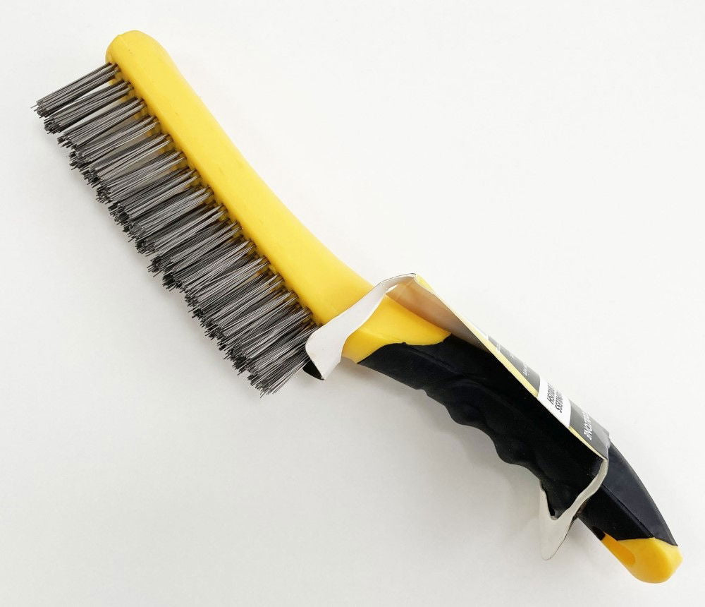 WIRE BRUSH 4 ROW STAINLESS STEEL PLASTIC HANDLE - TOOLZONE KDPBR052