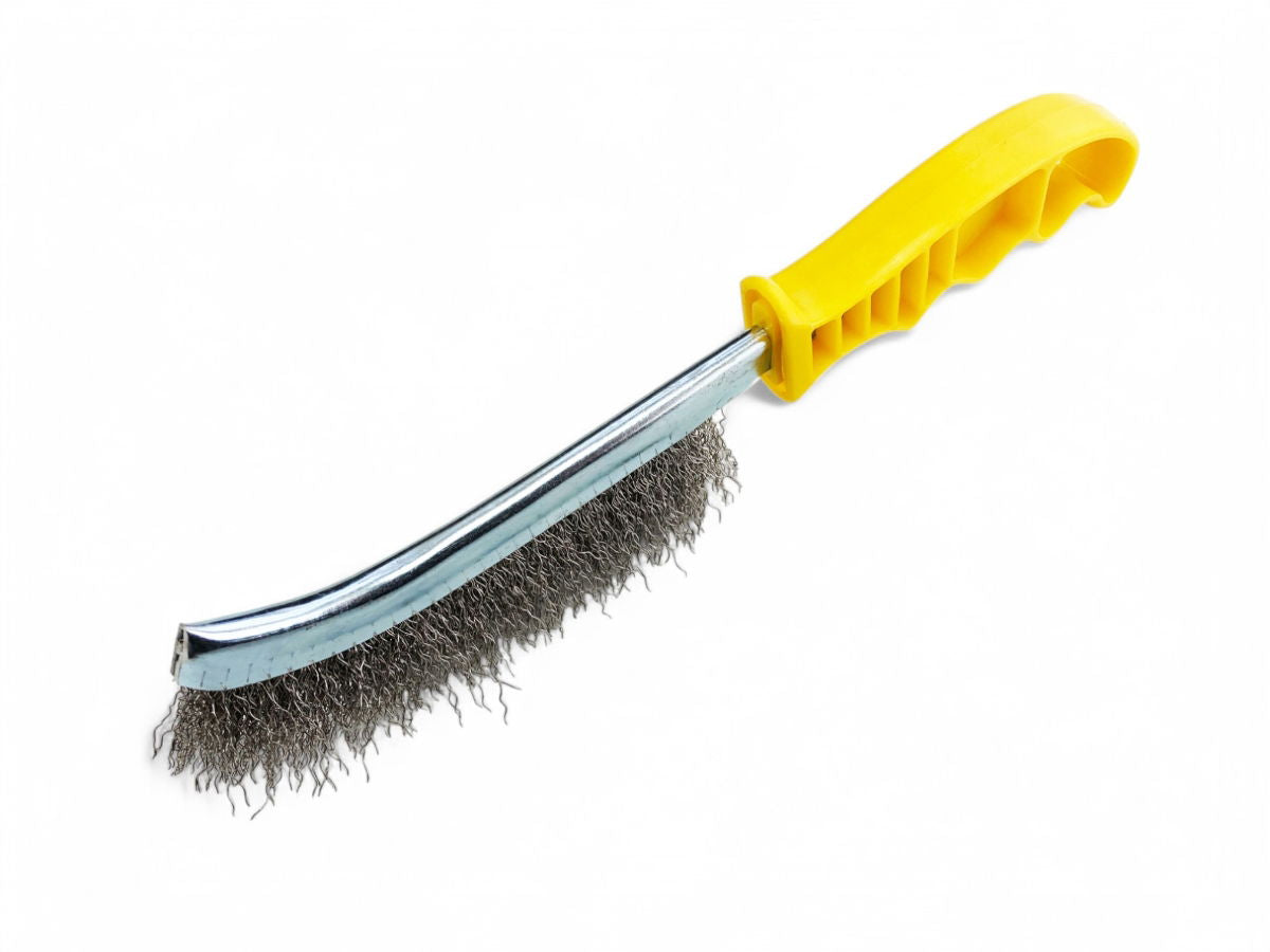 CURVED BRUSH STAINLESS STEEL BRISTLE PLASTIC HANDLE - TOOLZONE KDPBR059