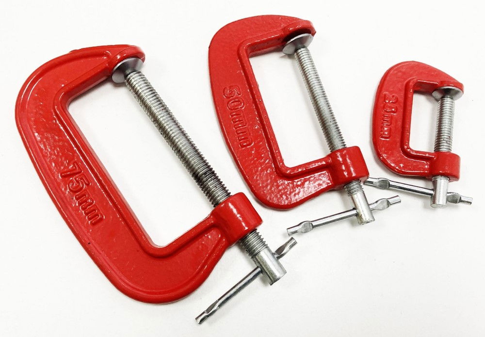 G CLAMP SET 3PC MINI 25mm 50mm 75mm - TOOLZONE KDPCL004