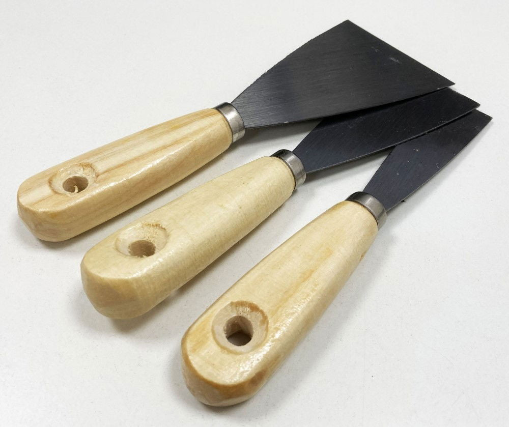 SCRAPER SET 3PC WOODEN HANDLES - TOOLZONE KDPDC047