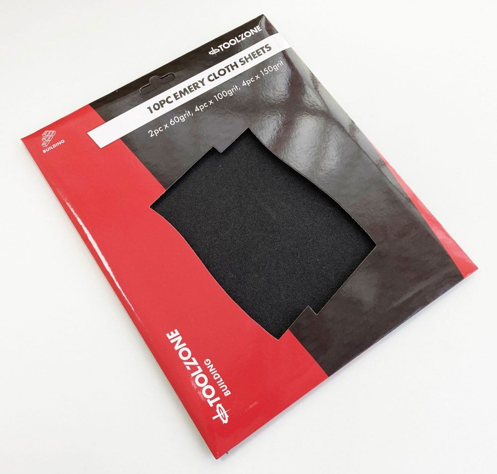 EMERY CLOTH SHEETS 10PC 230 x 280mm ASSORTED GRITS - TOOLZONE KDPDC127
