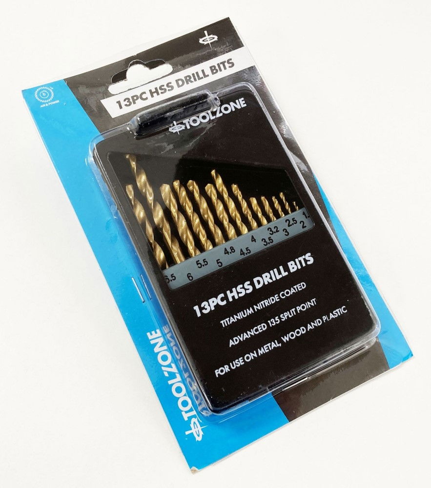 DRILL BIT SET HSS TITANIUM COATED 13PC 1.5-6.5mm - TOOLZONE KDPDR101