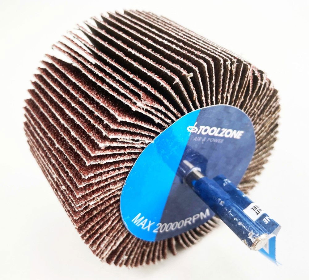FLAP WHEEL FOR DRILL 80x50mm 60 grit 6mm SPINDLE - TOOLZONE KDPDR181