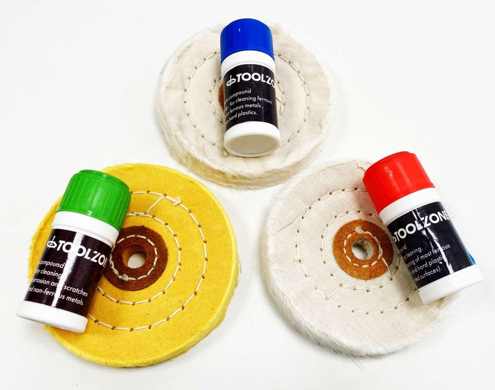 HARD METAL POLISHING SET 7PC WITH WHEELS AND COMPOUNDS - TOOLZONE KDPDR234