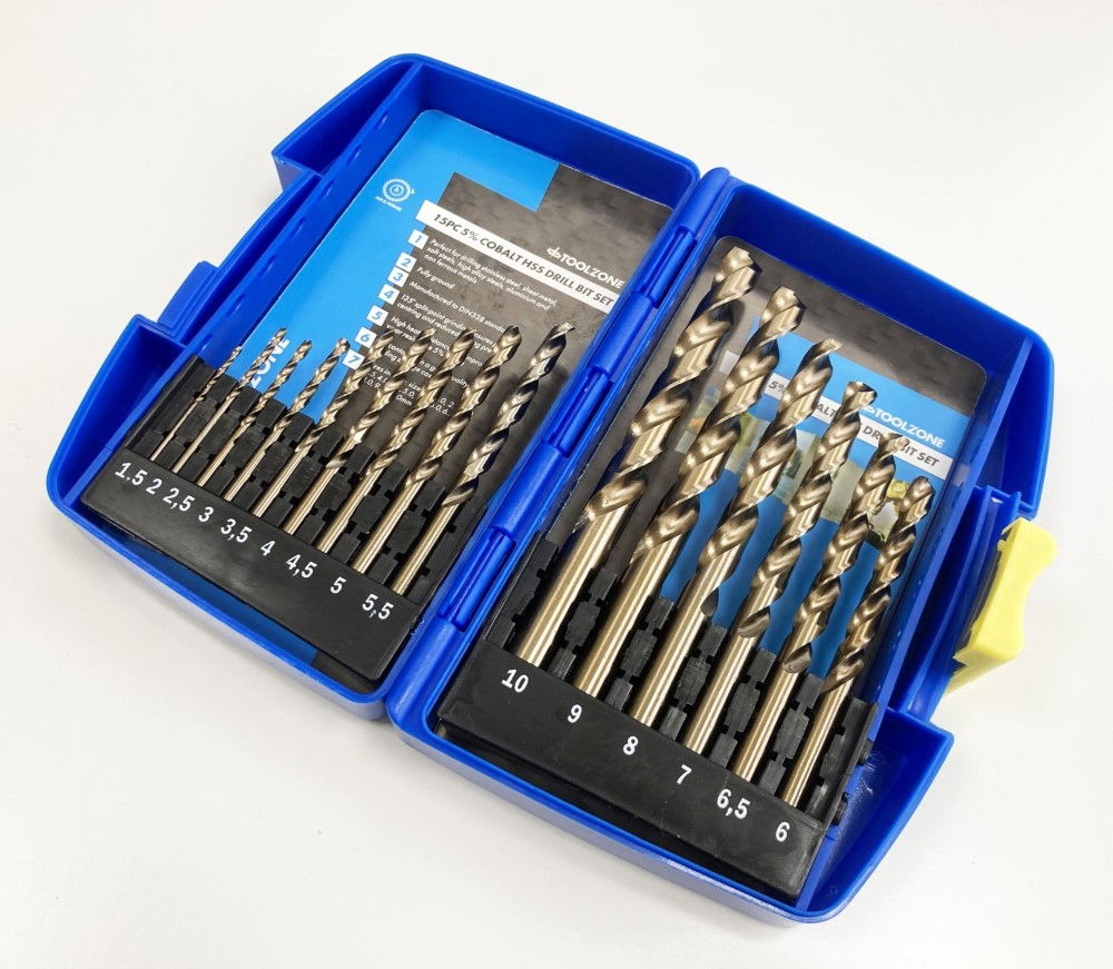 HSS DRILL SET 15PC 5% COBALT 1.5-10mm - TOOLZONE KDPDR389