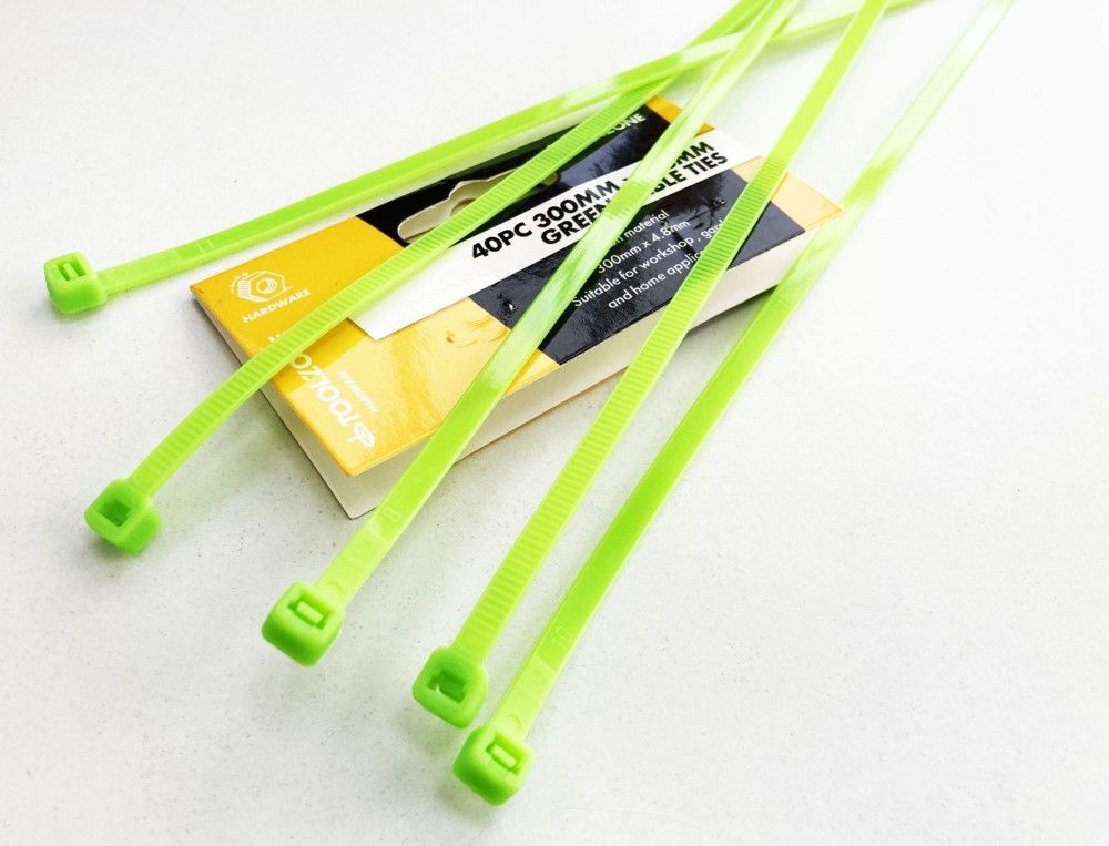 CABLE TIES 40PC 12 GREEN 4.8mm WIDE NYLON 40 - TOOLZONE KDPEL124