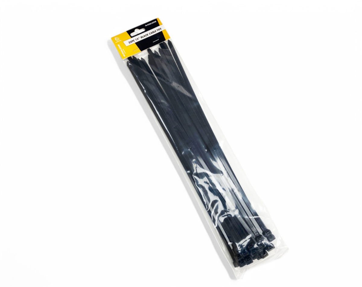 CABLE TIES 25PC BLACK 15 x 7.6mm - TOOLZONE KDPEL146
