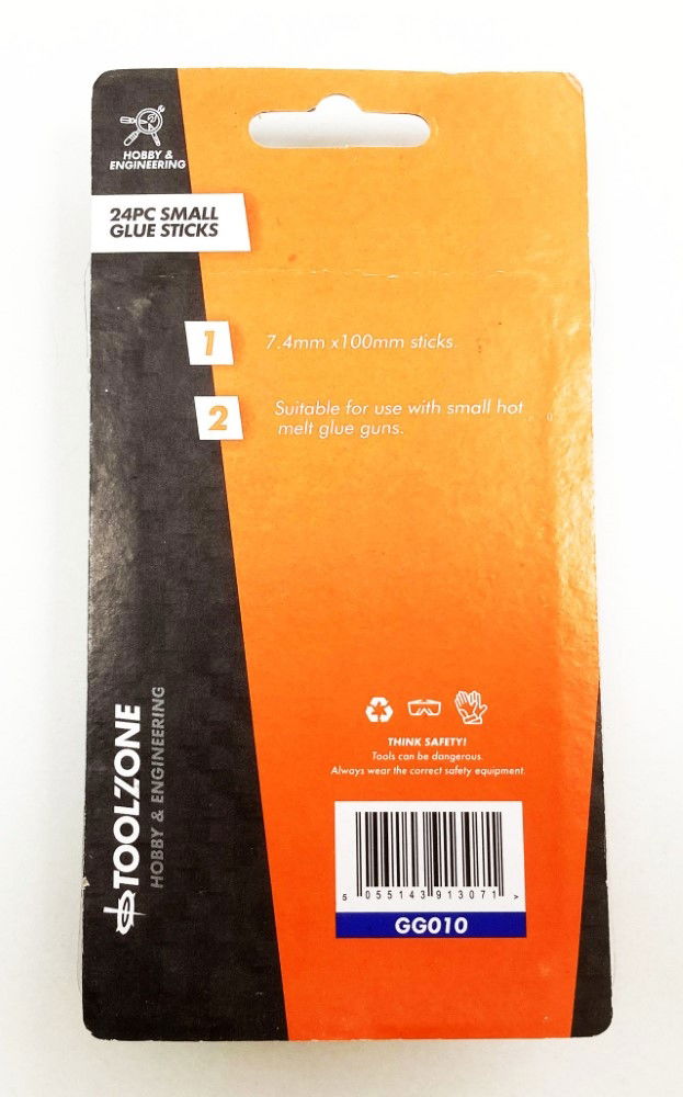 GLUE STICKS 24 PIECES 7.4 x 100mm FOR SMALL HOT MELT GLUE GUNS - TOOLZONE KDPGG010
