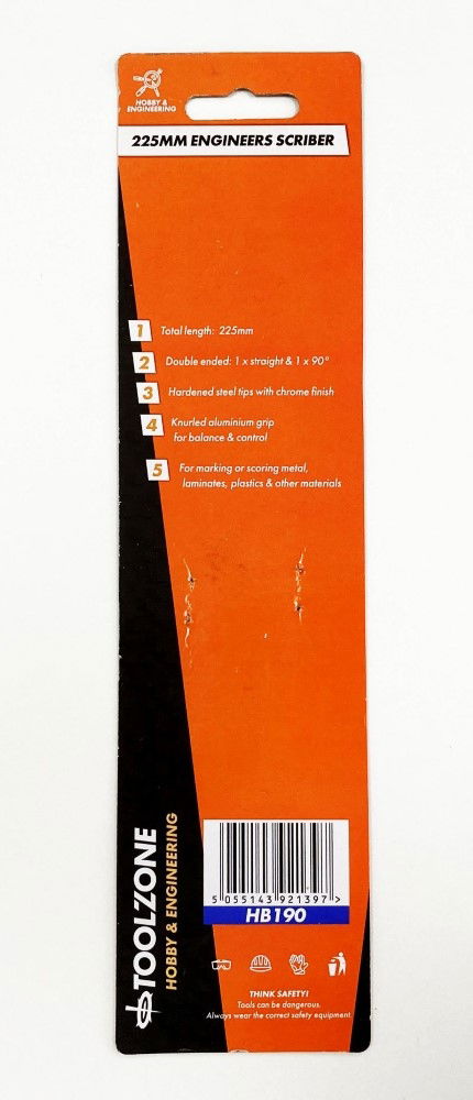 ENGINEERS SCRIBER 225mm STRAIGHT AND 90° TIP - TOOLZONE KDPHB190