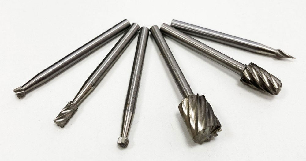 MICRO HSS BURR SET 6 PIECE 3.17mm SHANK 40mm LENGTH - TOOLZONE KDPHB191