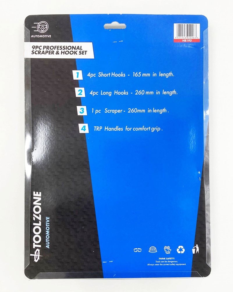 SCRAPER AND HOOK SET 9 PIECE CHROME VANADIUM STEEL - TOOLZONE KDPHB193