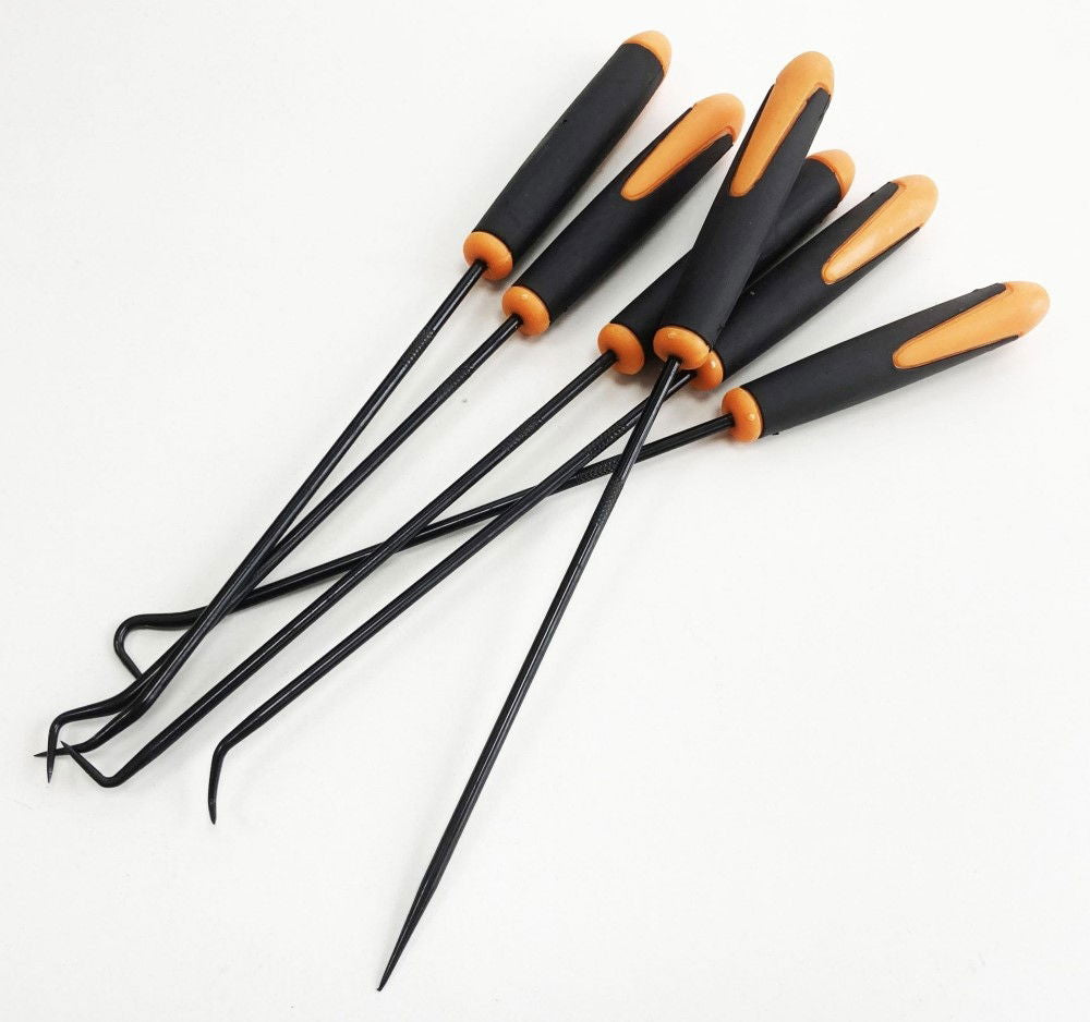 LONG REACH PICK SET 6 PIECE SOFT GRIP 24cm LENGTH - TOOLZONE KDPHB194