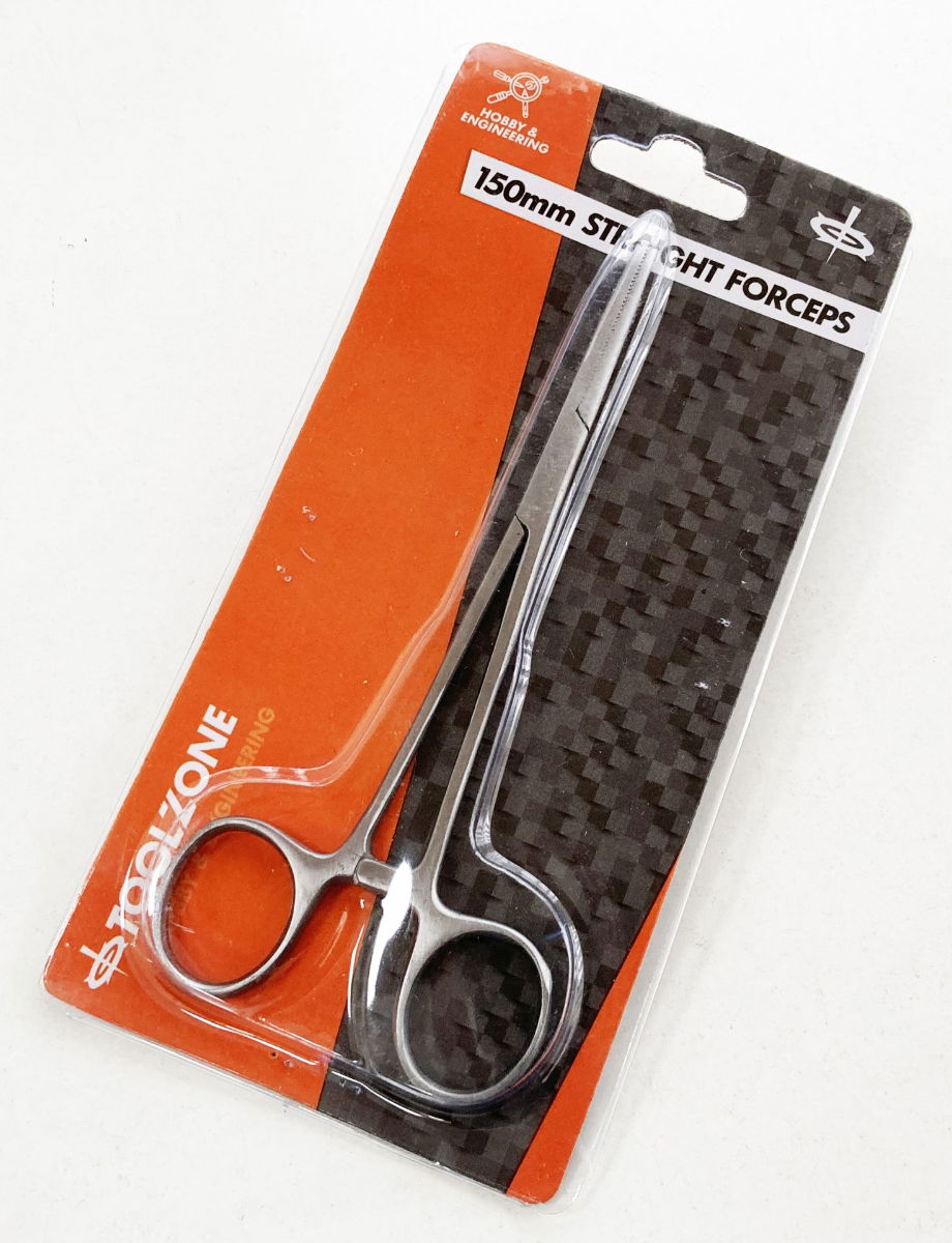 STRAIGHT FORCEPS 150mm STAINLESS STEEL LOCKING SERRATED JAW - TOOLZONE KDPHB218