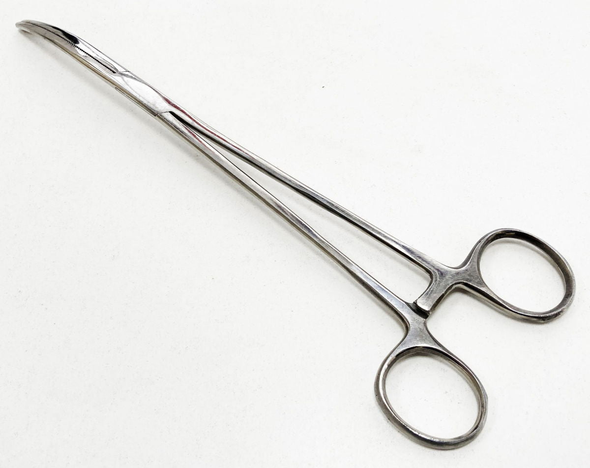 BENT FORCEPS 10 STAINLESS STEEL LOCKING SERRATED JAW - TOOLZONE KDPHB219