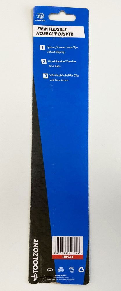 HOSE CLIP DRIVER 7mm FLEXIBLE SHAFT RUBBER GRIP HANDLE - TOOLZONE KDPHB241