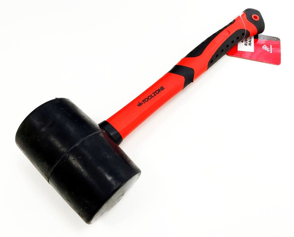 RUBBER MALLET 48oz FIBRE HANDLE BLACK HEAD - TOOLZONE KDPHM003
