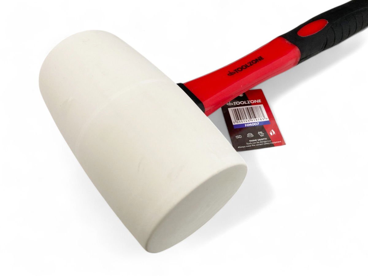 RUBBER MALLET 32oz WHITE HEAD FIBREGLASS HANDLE - TOOLZONE KDPHM007
