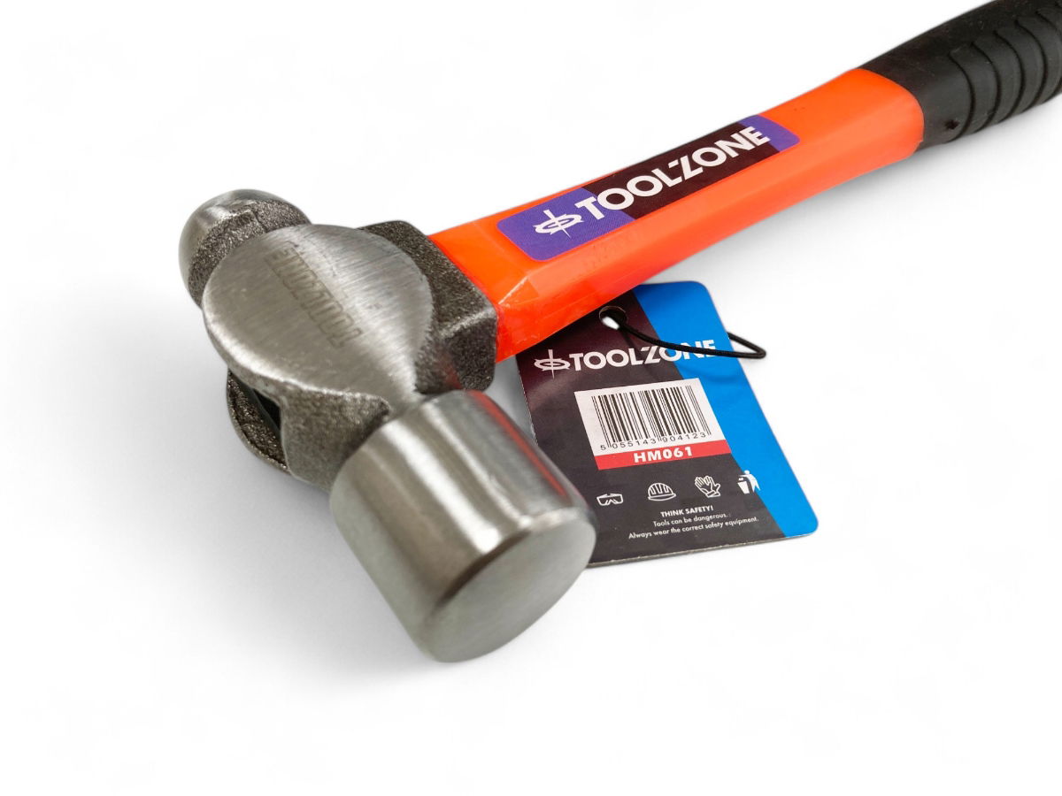 BALL PEIN HAMMER 8oz 70% FIBRE HANDLE ORANGE 280mm - TOOLZONE KDPHM061