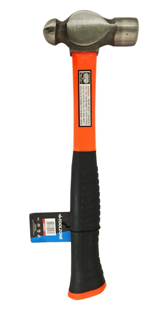 BALL PEIN HAMMER 16oz 70% FIBRE HANDLE ORANGE 330mm - TOOLZONE KDPHM062