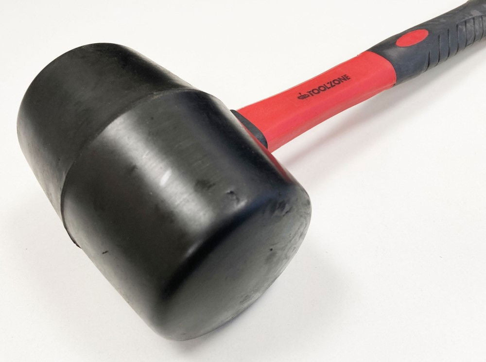 RUBBER MALLET 32oz BLACK FIBREGLASS HANDLE 350mm - TOOLZONE KDPHM108