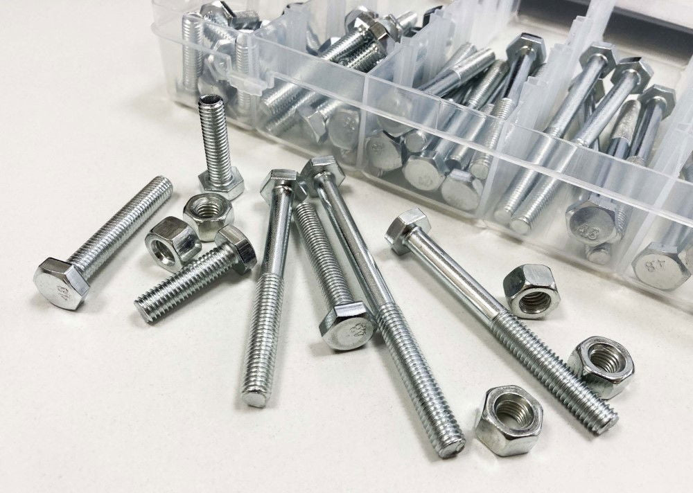 BOLTS AND NUTS ASSORTMENT 100pc 8mm M8 1.25mm PITCH - TOOLZONE KDPHW003