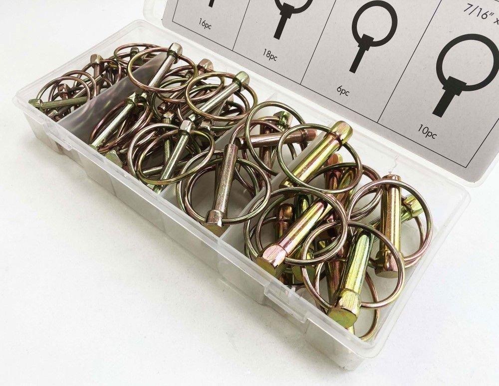 LYNCH PIN SET 50pc ZINC COATED STEEL VARIOUS SIZES - TOOLZONE KDPHW024