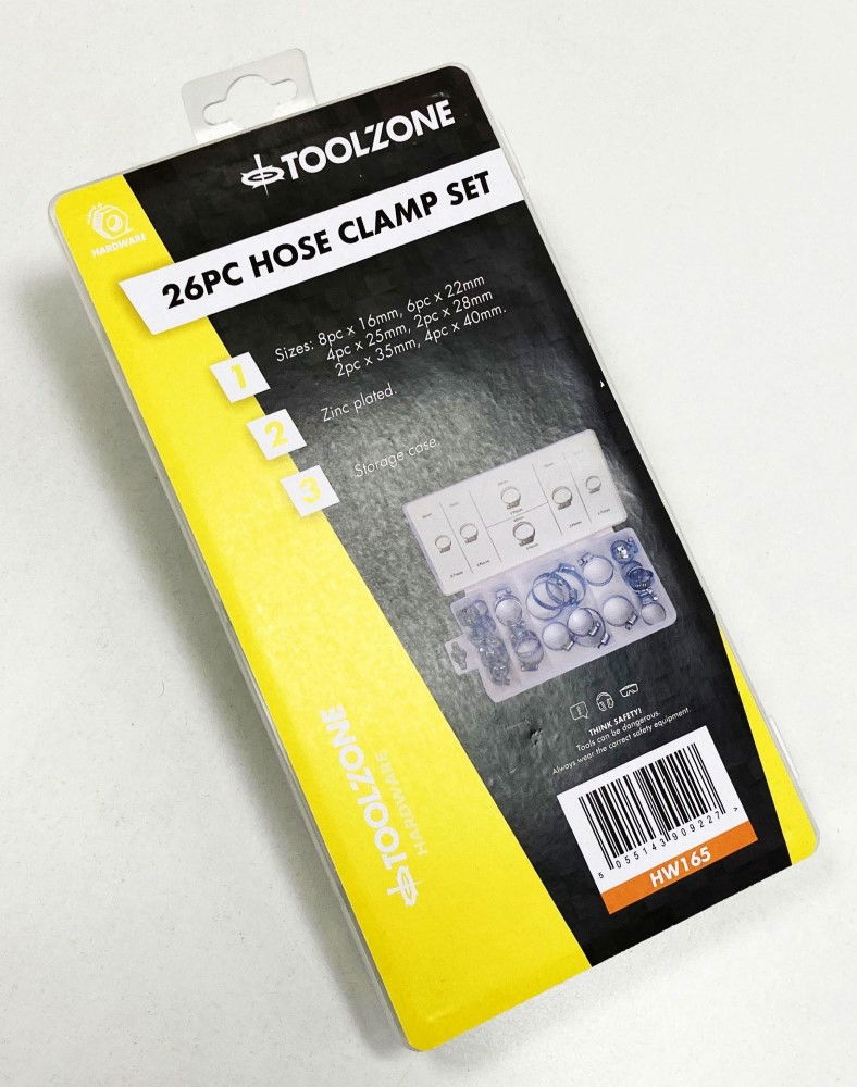 HOSE CLAMP ASSORTMENT 26pc IN STORAGE BOX - TOOLZONE KDPHW165