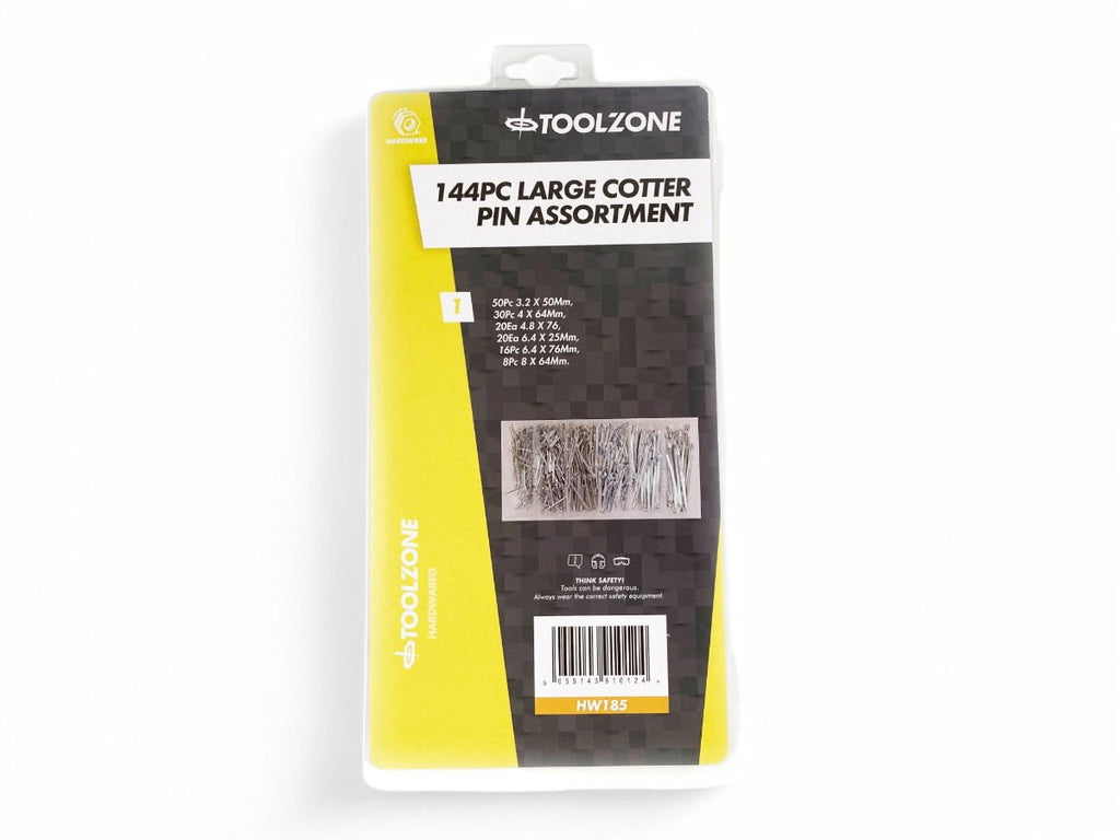 COTTER PIN ASSORTMENT LARGE 144pc IN STORAGE BOX - TOOLZONE KDPHW185