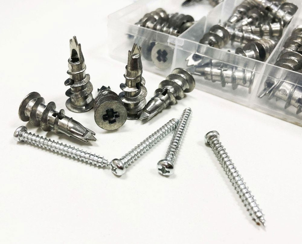 DRYWALL ANCHOR ASSORTMENT 100pc 13x31mm IN STORAGE BOX - TOOLZONE KDPHW208