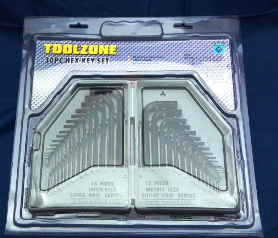 HEX KEY SET METRIC AND AF 30pc IN CASE LONG AND SHORT ARM - TOOLZONE KDPHX023