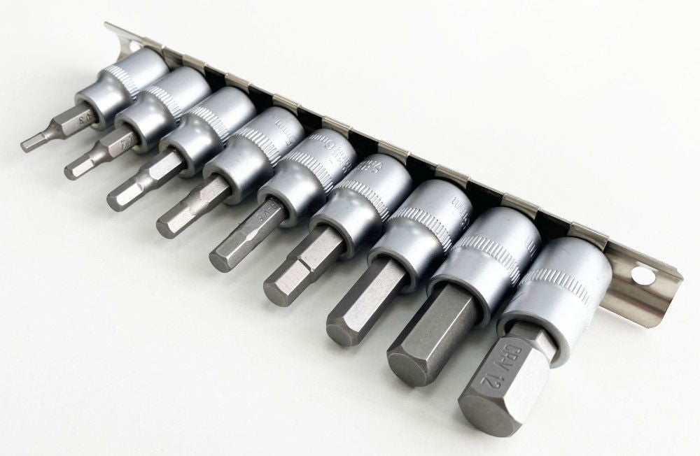 HEX BIT SOCKET SET METRIC 3/8 DRIVE 9pc CHROME VANADIUM - TOOLZONE KDPHX035