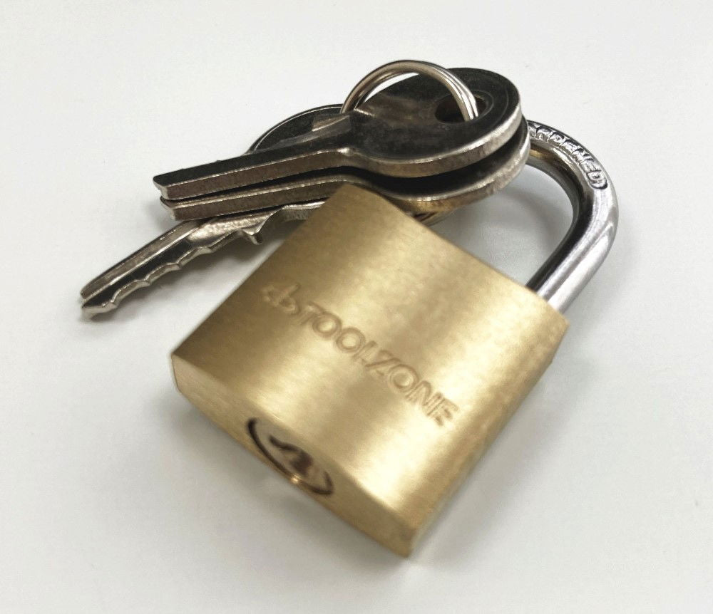 PADLOCK HEAVY DUTY BRASS 20mm WITH 3 KEYS - TOOLZONE KDPLK013