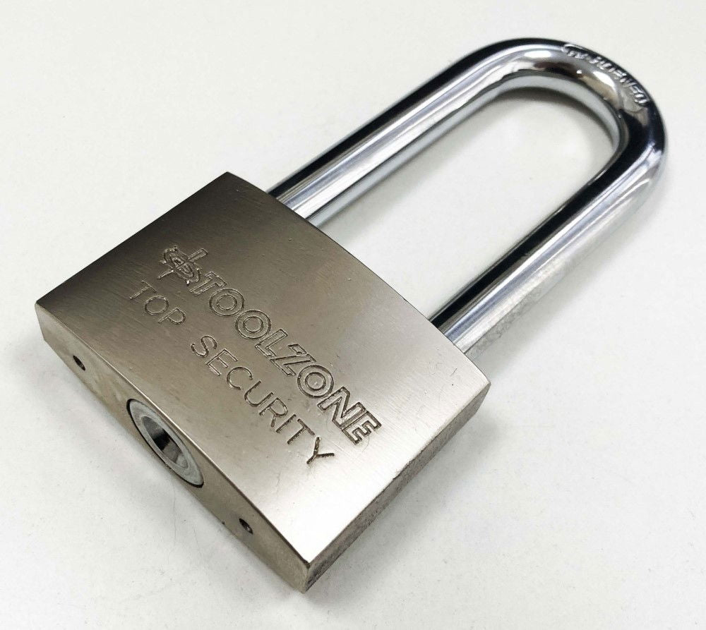 PADLOCK LONG SECURITY 60mm SOLID STEEL WITH 4 KEYS - TOOLZONE KDPLK024
