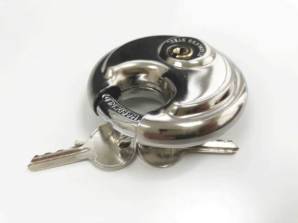 PADLOCK DISC 70mm HARDENED SHACKLE WITH 2 KEYS - TOOLZONE KDPLK050