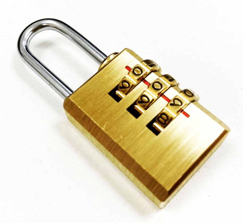 PADLOCK COMBINATION 3 DIAL BRASS SMALL - TOOLZONE KDPLK054