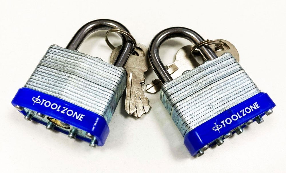 PADLOCK LAMINATED 40mm KEYED ALIKE PACK OF 2 - TOOLZONE KDPLK062