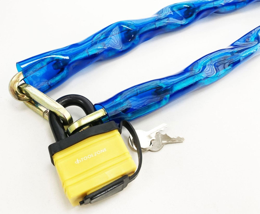 CHAIN PVC 1m x 8mm WITH 50mm LAMINATED PADLOCK - TOOLZONE KDPLK071