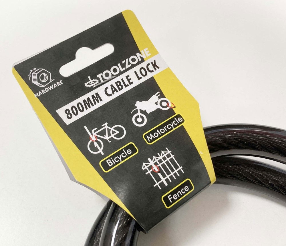 CABLE LOCK 15mm x 800mm WITH 2 KEYS - TOOLZONE KDPLK097