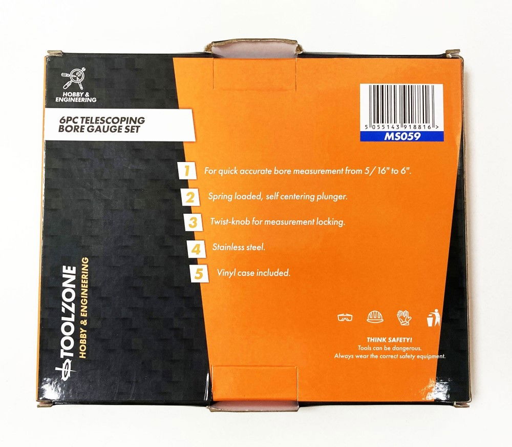 TELESCOPING GAUGE SET 6PC STAINLESS STEEL 5/16-6 - TOOLZONE KDPMS059